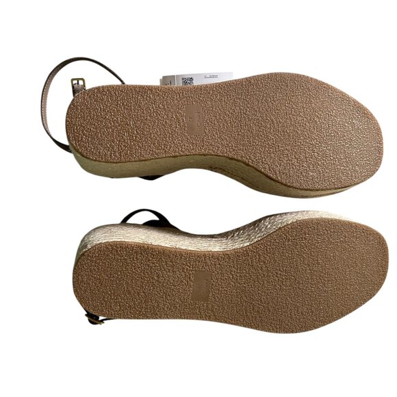 Mango MNG NWT Leather Espadrilles Wedge Sandals Platform Round toe Size 10 - Picture 5 of 7